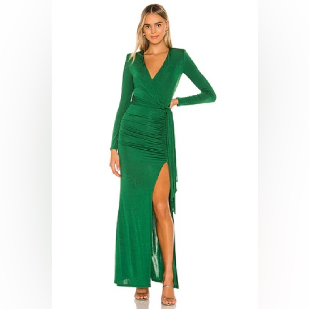 Alice + Olivia Kyra Vibrant Green Long Sleeve Maxi Dress Size 2